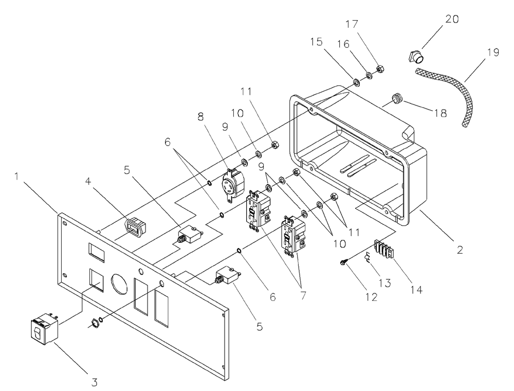 Control Panel (197576) Diagram and Parts List for 030244-01  Briggs and Stratton Generator